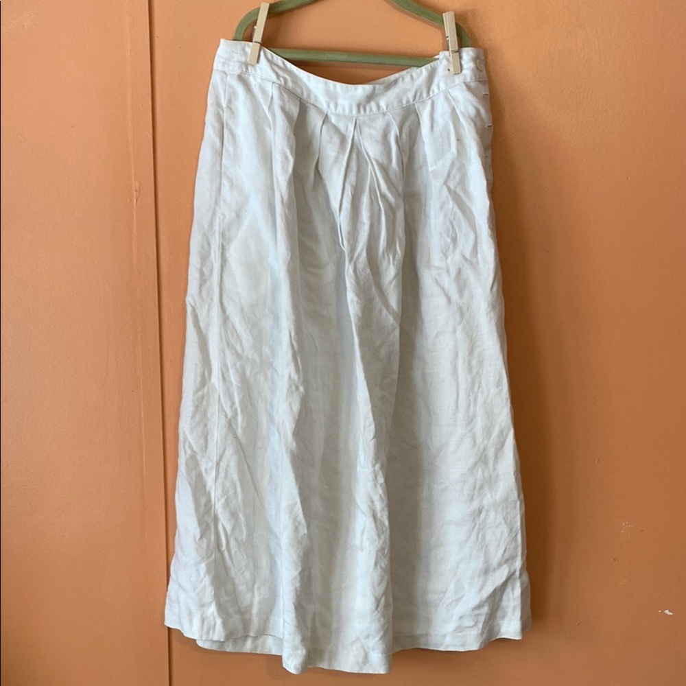 Daniel Caron White Linen Skirt